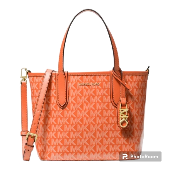 Michael Kors Logo Eliza East West Apricot X-Small Open Tote Crossbody Pouch Bag - Picture 1 of 3